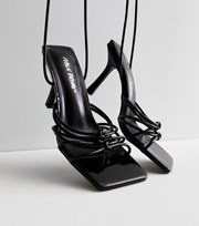 Public Desire Black Strappy Stiletto Heel Sandals